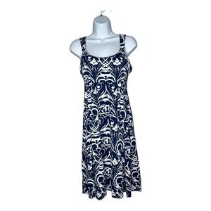 Fresh Produce Dress Womens Small Blue White Floral  USA Made Resortwear‎ Stretch